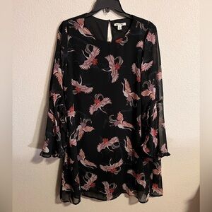 NWT Francesca's Miami Black Dress with Cranes Size M